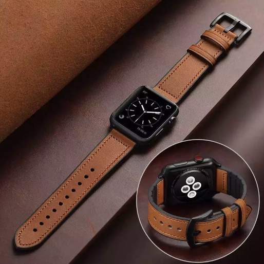 بند اپل واچ چرم دور دوخت (GN686)
