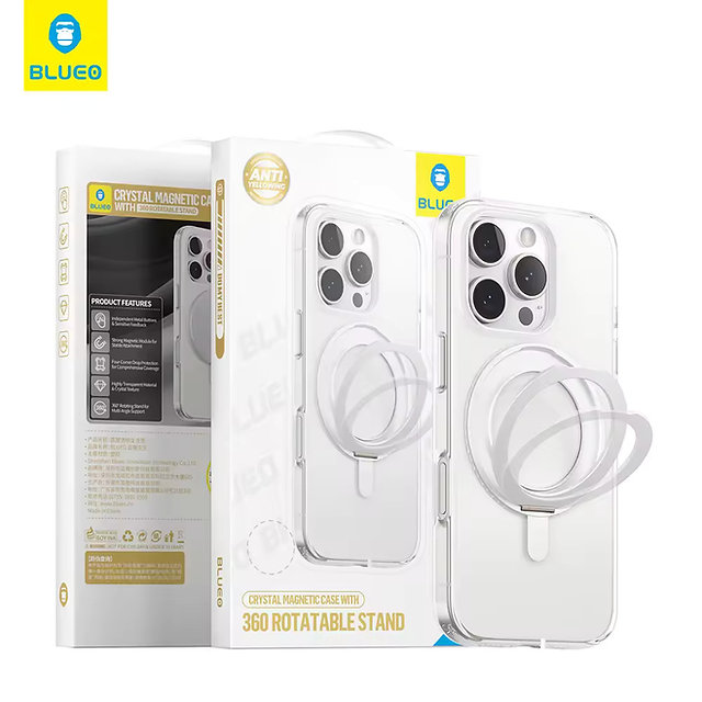 قاب بلو کریستالی استند شونده با چرخش 360 درجه با مگ سیف Blueo Crystal Magsafe Case With Rotatable Stand 360 Iphone (GN762)