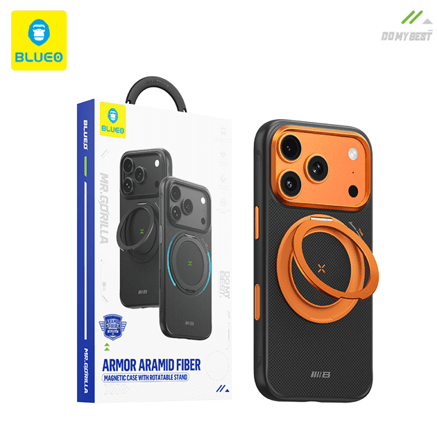 قاب Blueo بلو قابل چرخش360 درجه با مگ سیف Armor Aramid Fiber Magnetic Case With Rotatable Stand 360° آیفون (GN768)