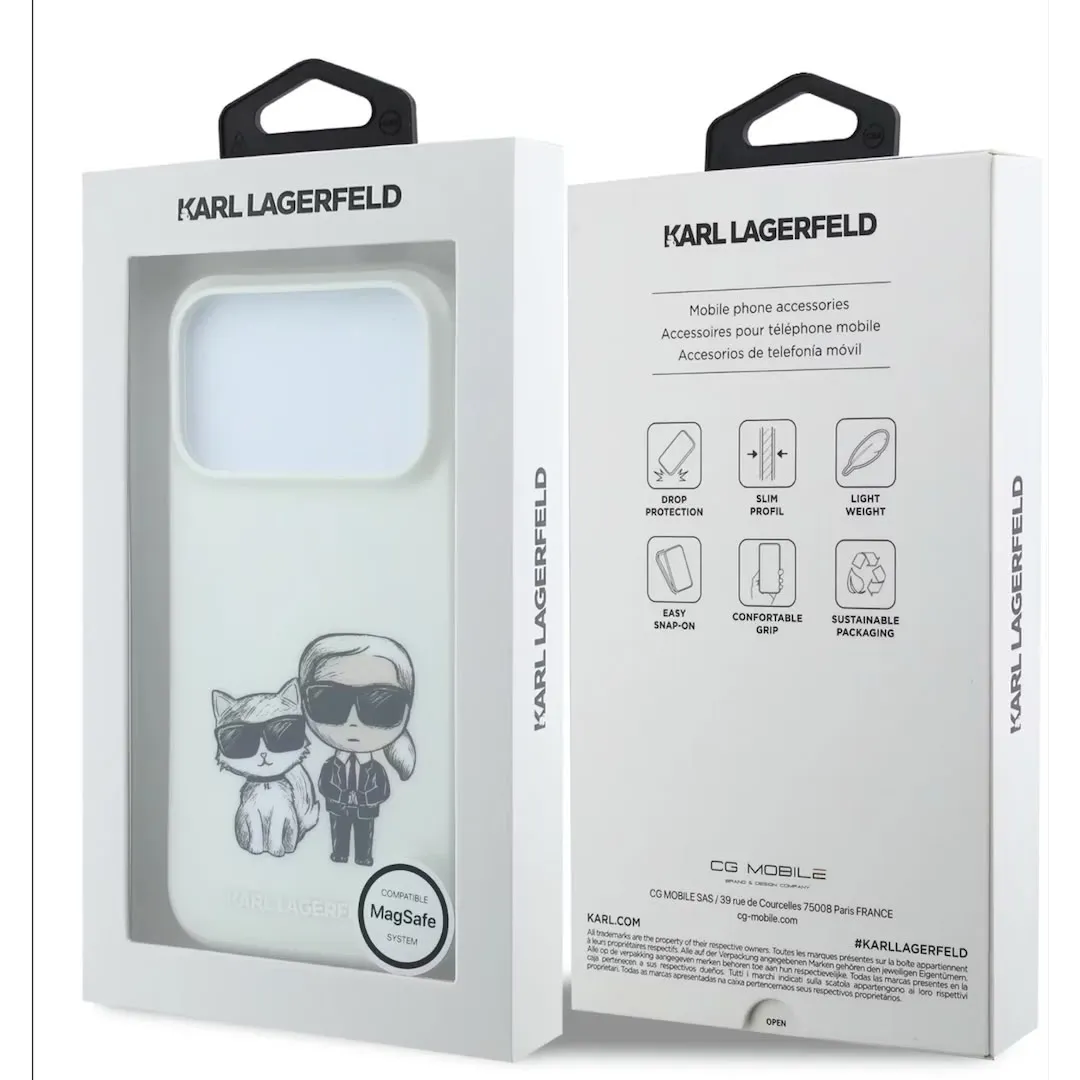 قاب کارل لاگرفلد Karl Lagerfel Smooth MagSafe Transparent Karl & Choupette Bodies Sketch (GN816)