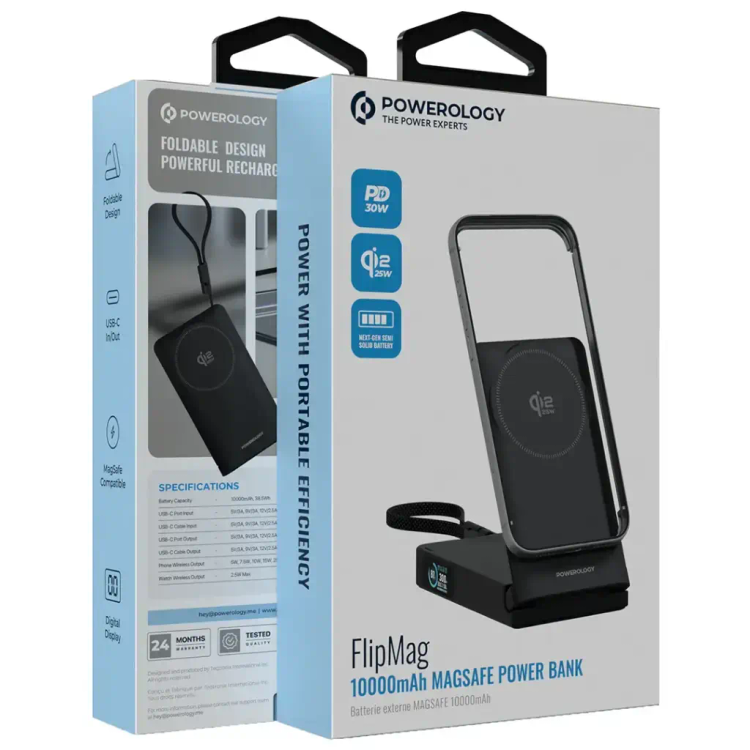 پاور بانک پاورولوژی Powerology FlipMag 10000MAH Magsafe Power Bank (GN826)