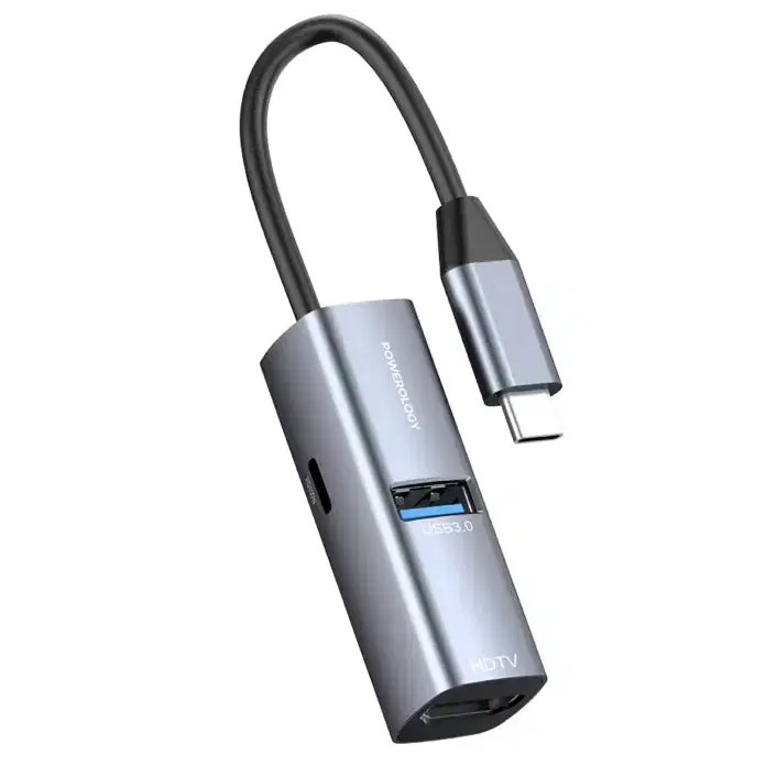 هاب تایپ سی پاورولوژی Powerology Aluminum Mini USB-C Hub (GN830)