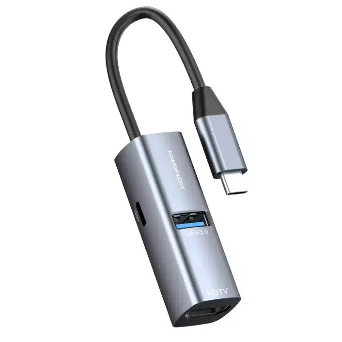 هاب تایپ سی پاورولوژی Powerology Aluminum Mini USB-C Hub (GN830)