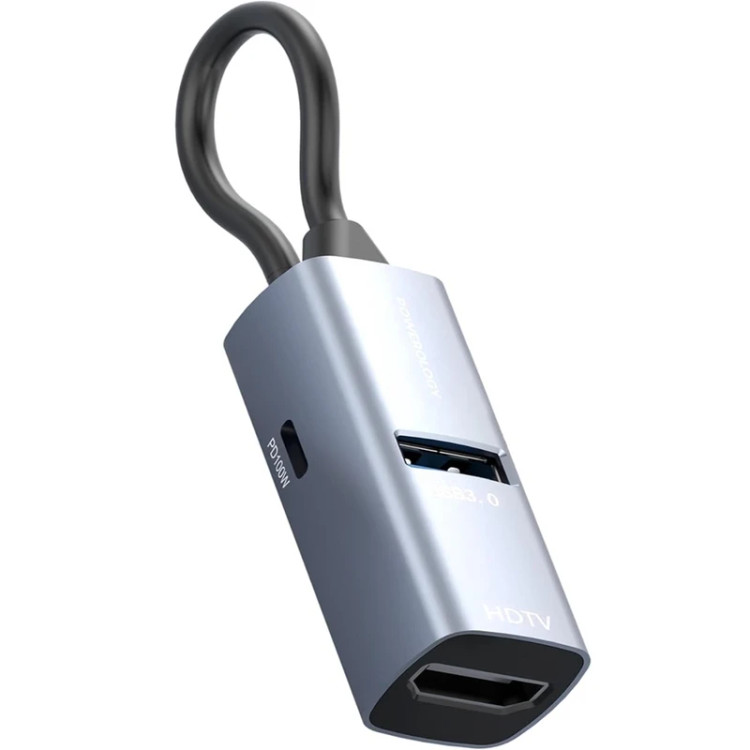 هاب تایپ سی پاورولوژی Powerology Aluminum Mini USB-C Hub (GN830)