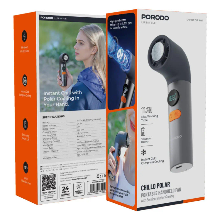 پنکه دستی Porodo Chillo Polar Portable Handheld Fan (GN835)