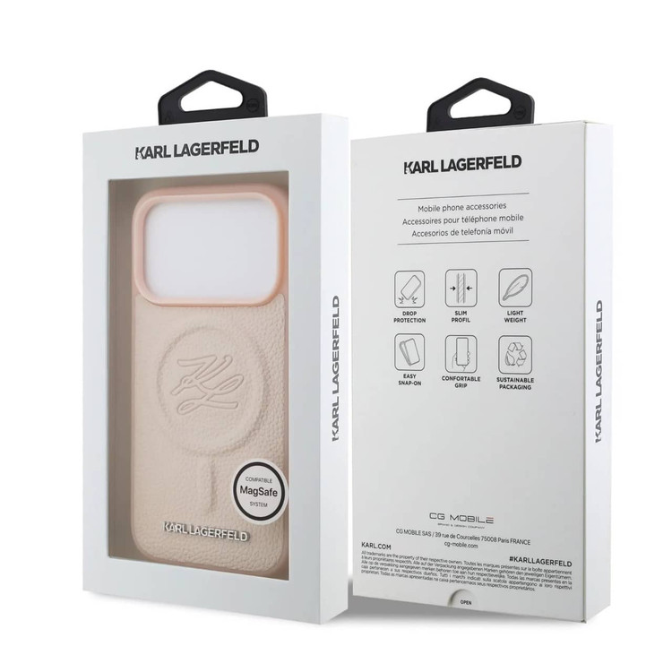 قاب کارل لاگرفلد Karl Lagerfeld چرمی با مگ سیف Iphone سری 17 (GN869)