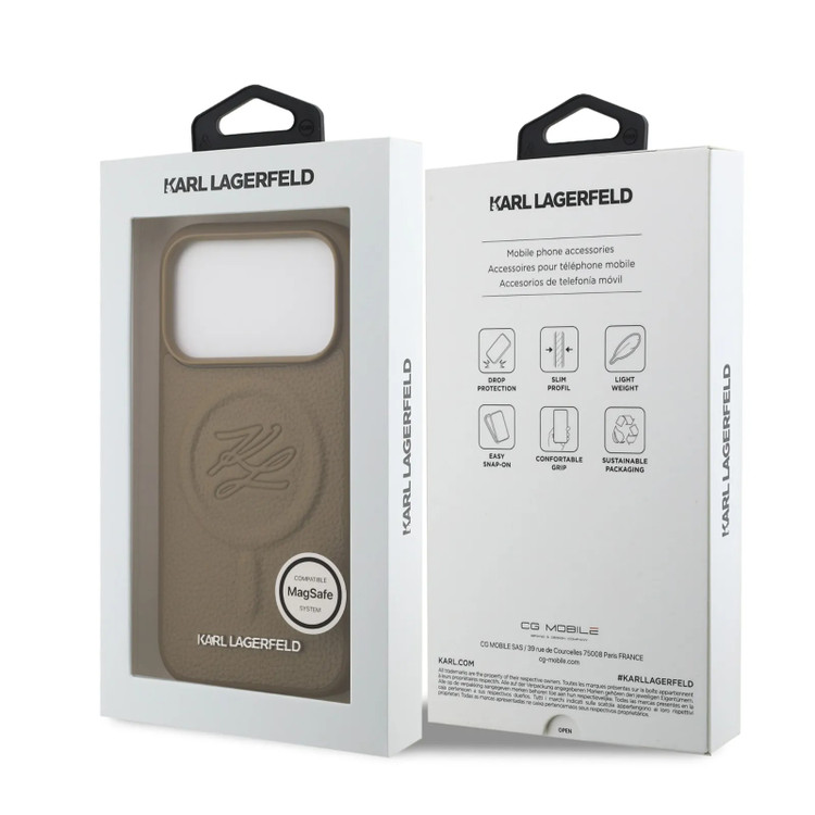 قاب کارل لاگرفلد Karl Lagerfeld چرمی با مگ سیف Iphone سری 17 (GN869)