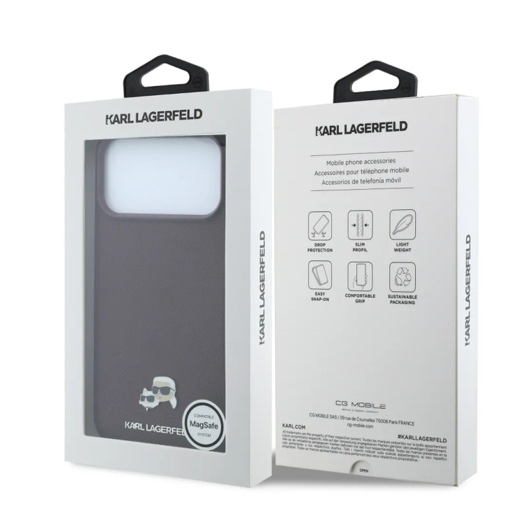قاب کارل لاگرفلد Karl Lagerfel Grained MagSafe with Karl & Choupette Heads (GN909)