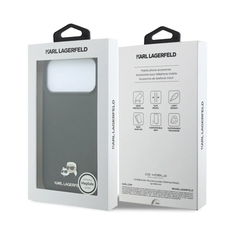 قاب کارل لاگرفلد Karl Lagerfel Grained MagSafe with Karl & Choupette Heads (GN909)