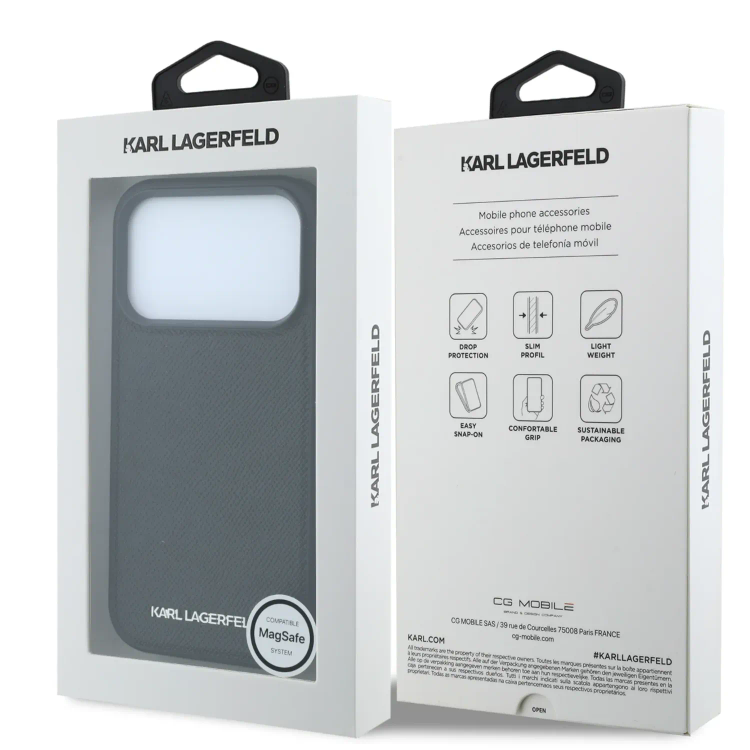 قاب کارل لاگرفلد Karl Lagerfel Grained MagSafe Cover with Elongated Logo (GN918)