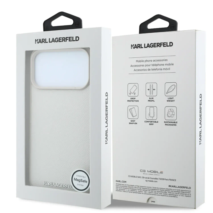 قاب کارل لاگرفلد Karl Lagerfel Grained MagSafe Cover with Elongated Logo (GN918)