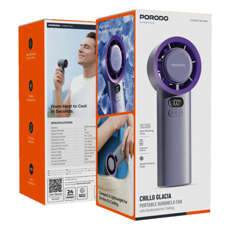پنکه دستی Porodo Chillo Glacia Portable Handheld Fan (GN979)