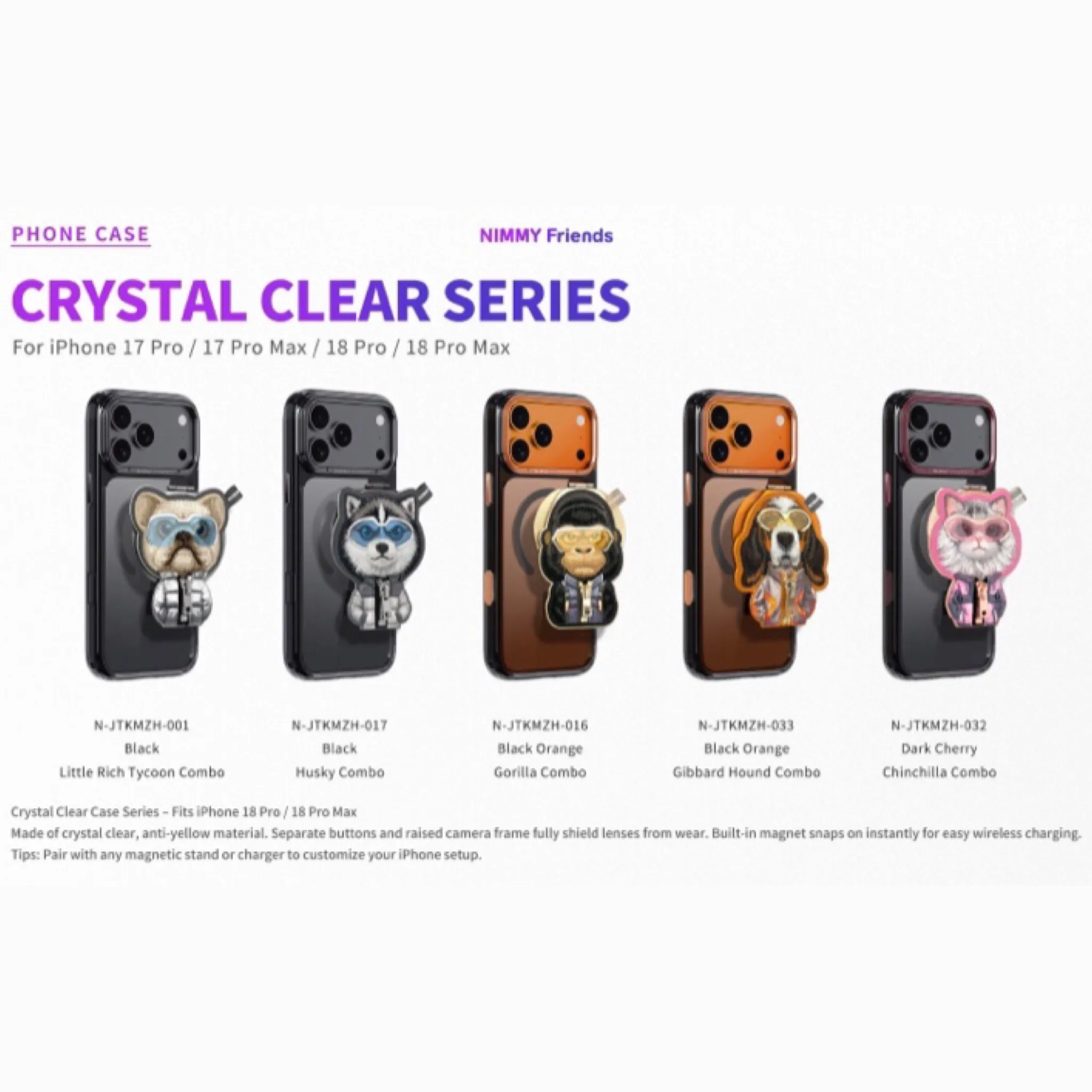 ست قاب دودی و استند مگنتی Glasses Series نیمی Nimmy Magnetic Crystal Clear آیفون سری 17 & 18 (GN983)