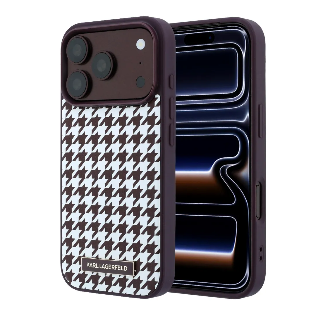 قاب کارل لاگرفلد Karl Lagerfel Smooth PU Magsafe Houndstooth With Resin Logo (GN1016)