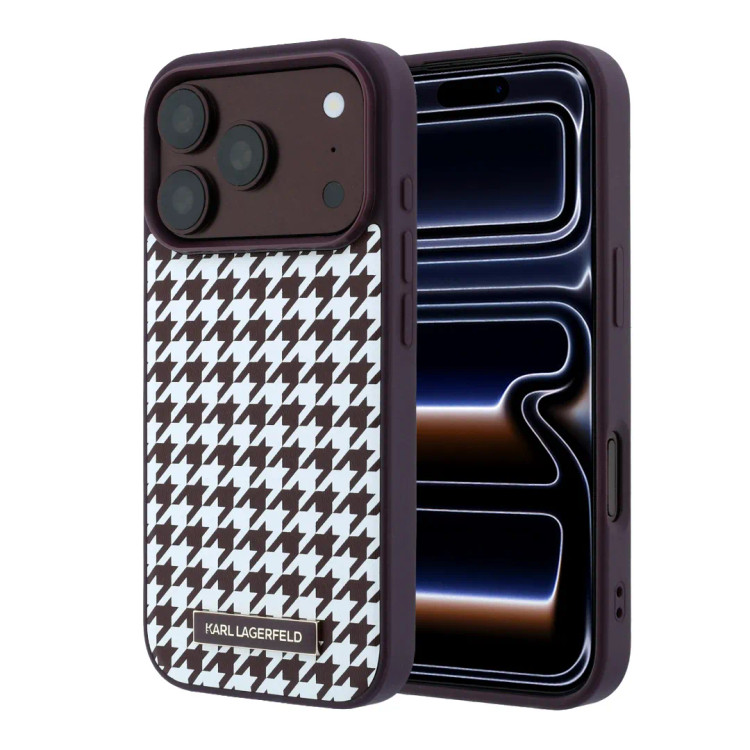 قاب کارل لاگرفلد Karl Lagerfel Smooth PU Magsafe Houndstooth With Resin Logo (GN1016)