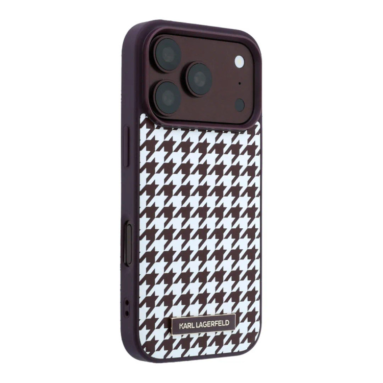 قاب کارل لاگرفلد Karl Lagerfel Smooth PU Magsafe Houndstooth With Resin Logo (GN1016)