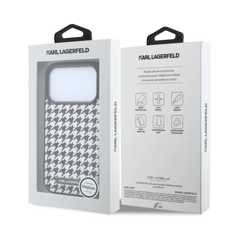 قاب کارل لاگرفلد Karl Lagerfel Smooth PU Magsafe Houndstooth With Resin Logo (GN1016)