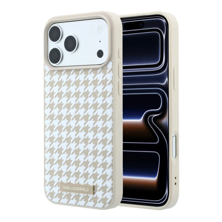 قاب کارل لاگرفلد Karl Lagerfel Smooth PU Magsafe Houndstooth With Resin Logo (GN1016)