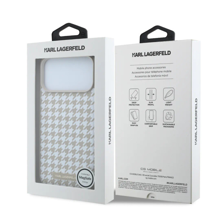 قاب کارل لاگرفلد Karl Lagerfel Smooth PU Magsafe Houndstooth With Resin Logo (GN1016)