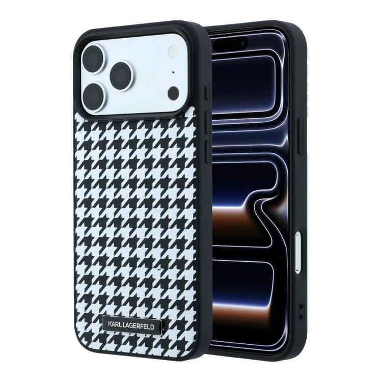 قاب کارل لاگرفلد Karl Lagerfel Smooth PU Magsafe Houndstooth With Resin Logo (GN1016)