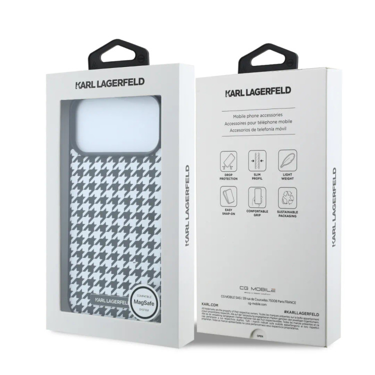 قاب کارل لاگرفلد Karl Lagerfel Smooth PU Magsafe Houndstooth With Resin Logo (GN1016)