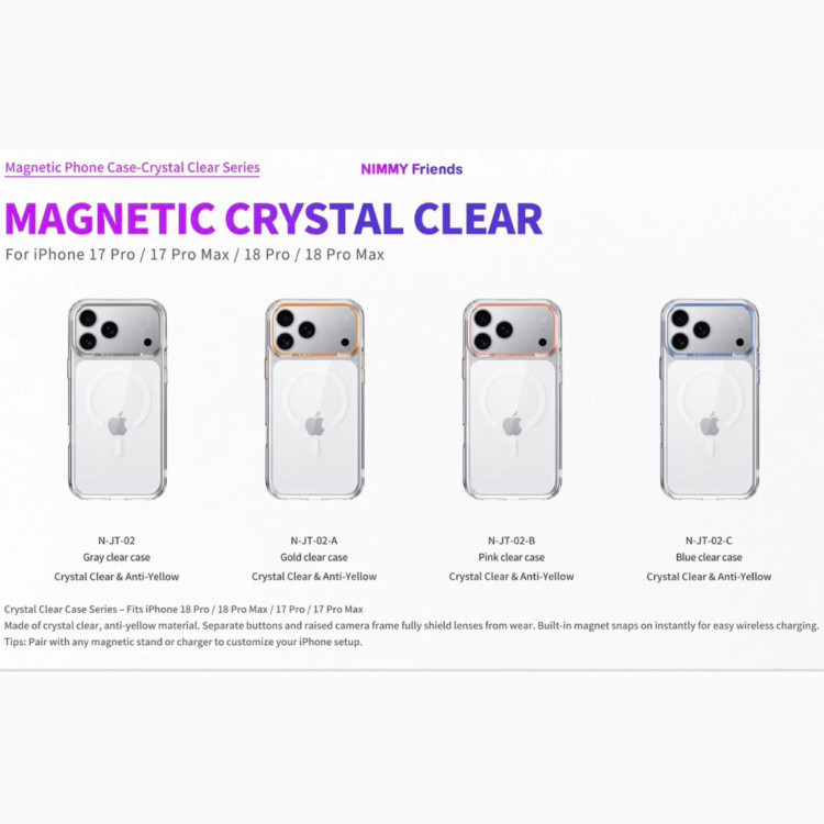 قاب نیمی شفاف Nimmy Magnetic Crystal Clear آیفون (GN1034)