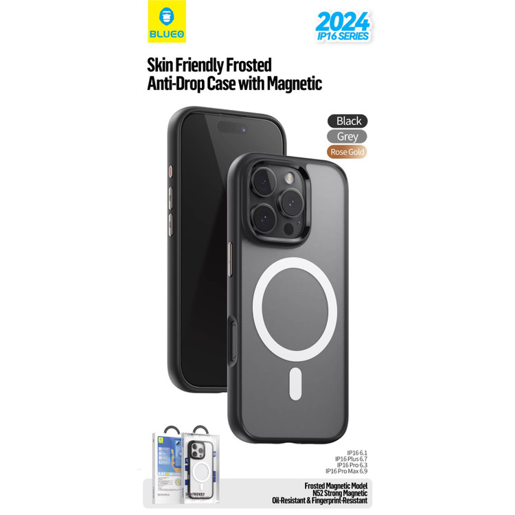 قاب بلو Blueo Skin Friendly Anti-Drop Phone Case Magsafe Iphone 16 Series با مگ سیف (GN1091)