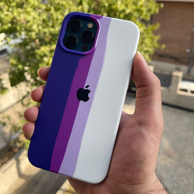 قاب سیلیکون رنگین کمانی بنفش iphone (GN1097)