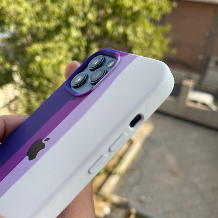 قاب سیلیکون رنگین کمانی بنفش iphone (GN1097)