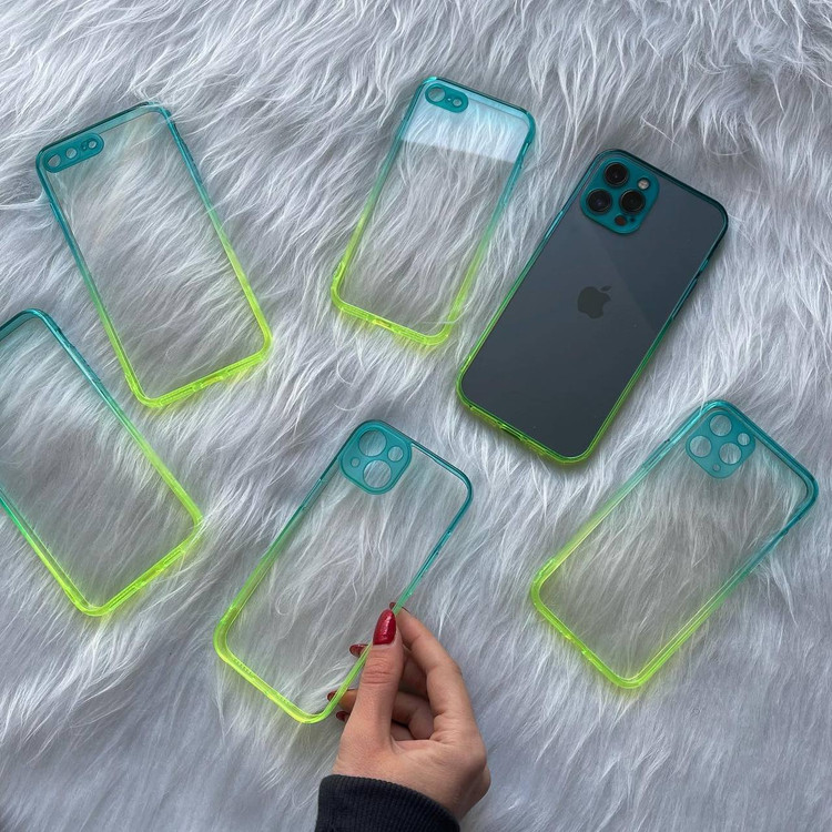 قاب بی رنگ دور سبز-آبی iphone (GN1156)