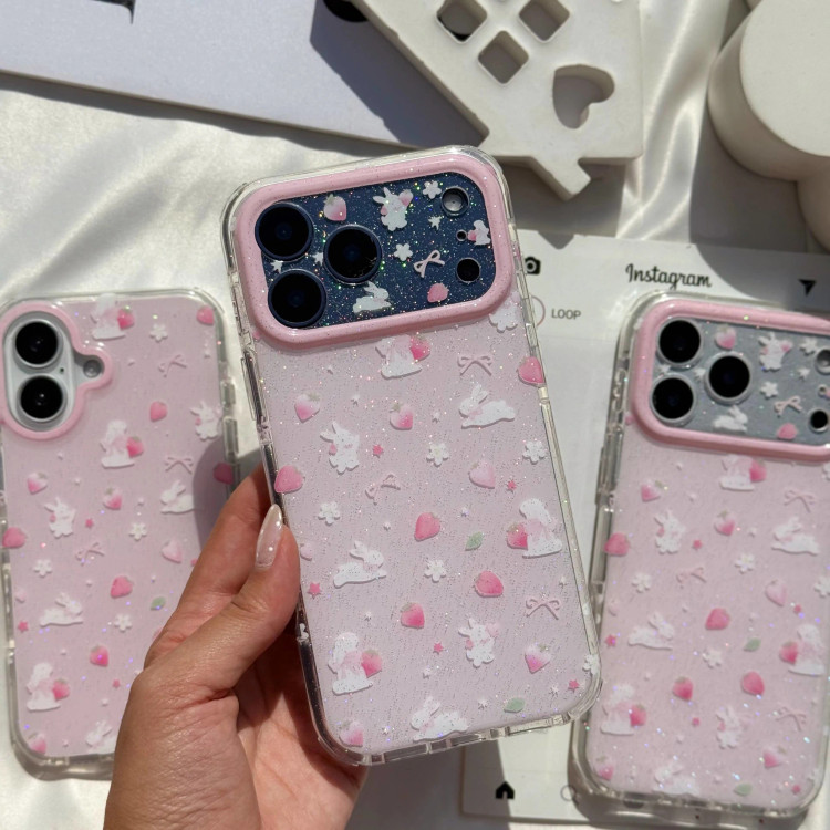 قاب گوشی خرگوش توت فرنگی (Imd Bunny Strawberry Glitter) (LP635)