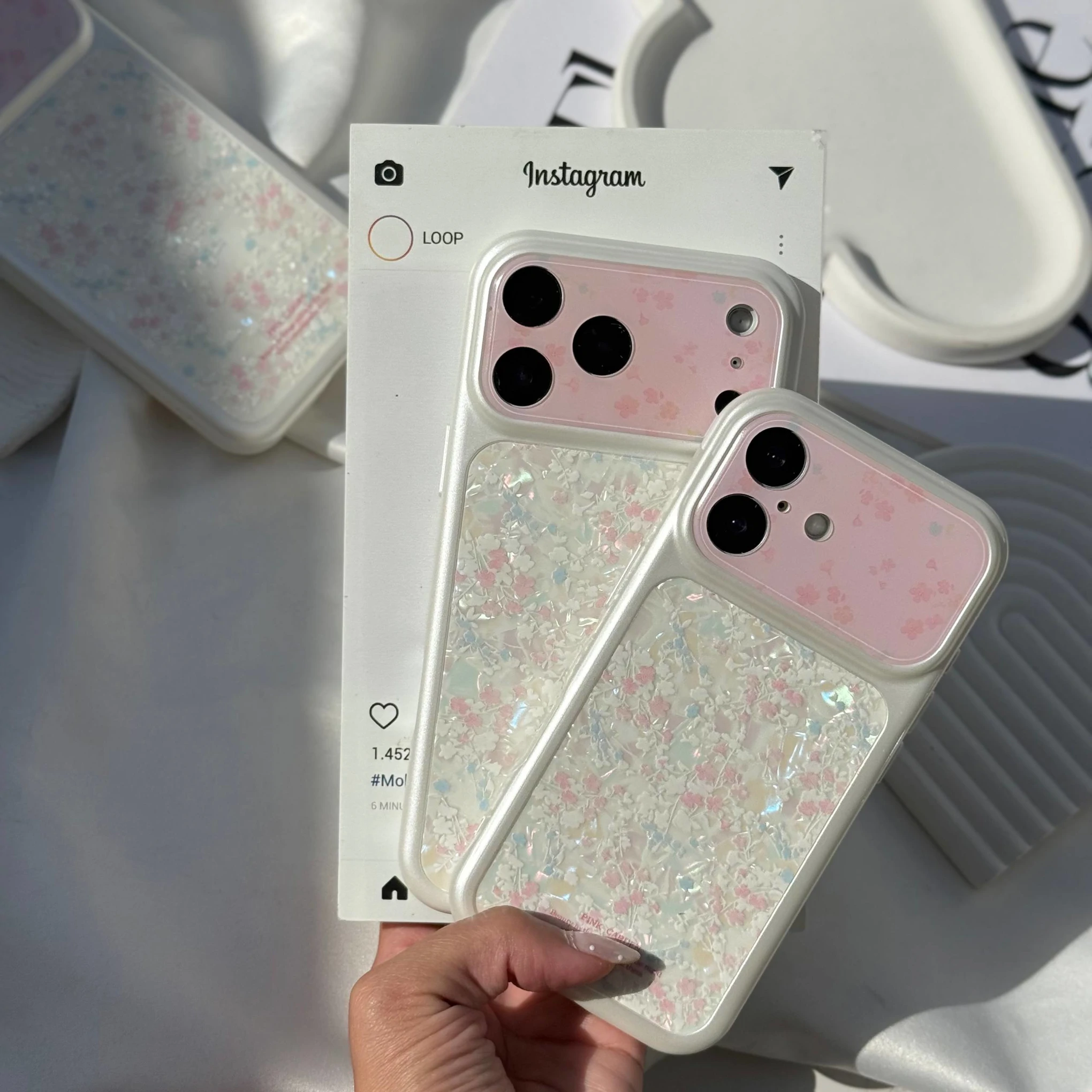 قاب گوشی لنز یخی گلدار صورتی (Lens Icy Pink Floral) (LP203)
