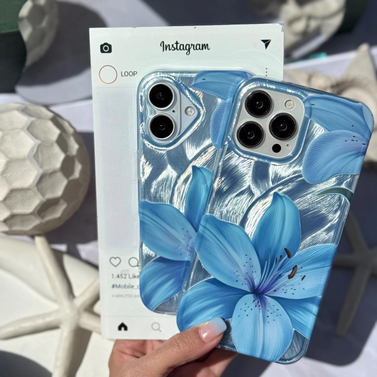 قاب گوشی لیلیوم آبی آیفون و سامسونگ و شیائومی(Imd Lily Blue) (LP214)
