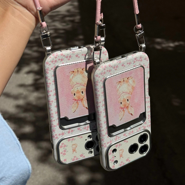 قاب گوشی کلاسیکارد خرگوش صورتی گلدار به همراه آویز (Classicard Bunny Floral Pinky) (LP252)