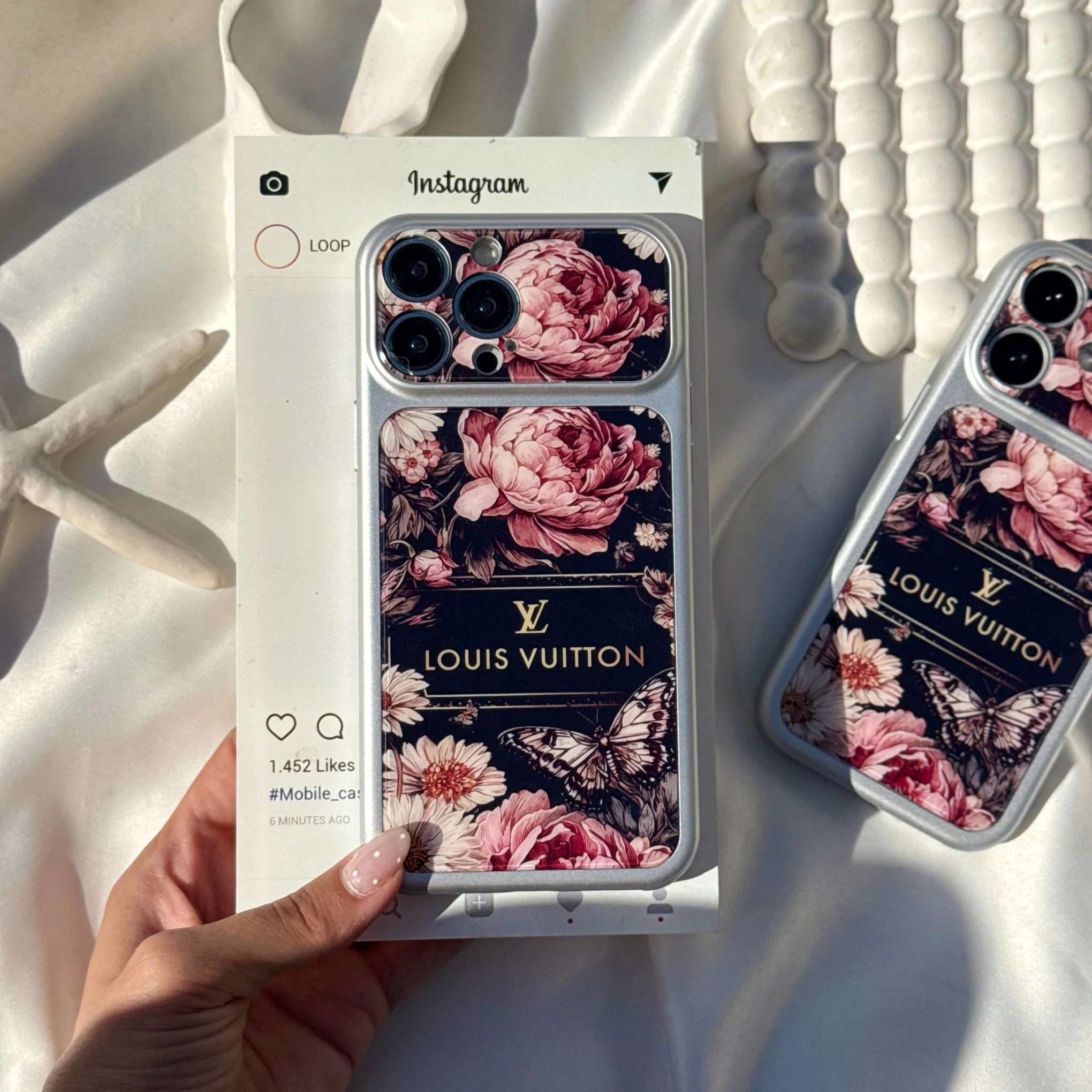 قاب گوشی ال وی کیس گلدار (Lv Floral Black) (LP267)