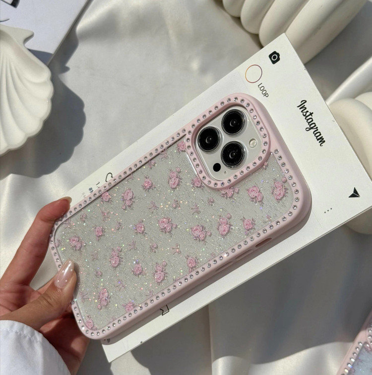 قاب گوشی رز اکلیلی نگین دار (Diamond Rose Glitter) (LP282)