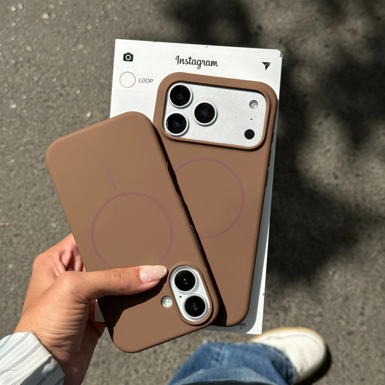 قاب گوشی سیلیکن مگسیف قهوه ای قابل سفارش با لوگو اپل(Silicone Magsafe Brown) (LP291)