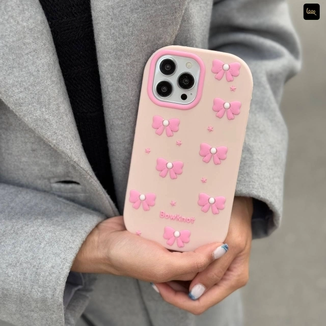 قاب گوشی پاپیون سیلیکن (Doll Case Bowtie Pink Silicone) (LP305)