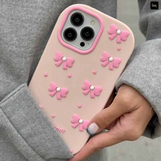 قاب گوشی پاپیون سیلیکن (Doll Case Bowtie Pink Silicone) (LP305)