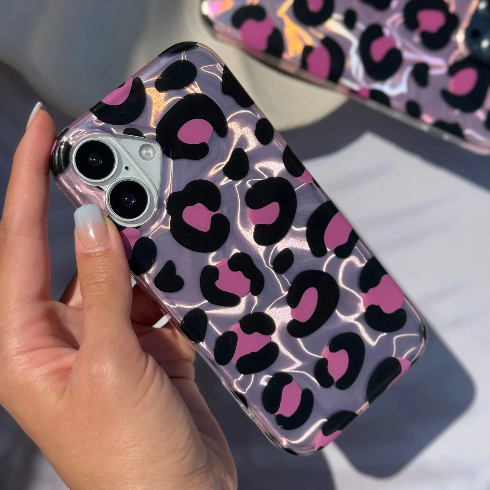 قاب گوشی پلنگی صورتی واتر افکت (Imd Leo Watereffect Pink) (LP347)