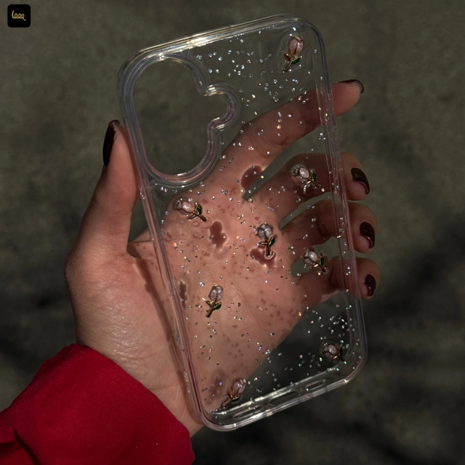 قاب گوشی اکلیلی لاله صورتی (Pink Tulip Glitter) (LP348)