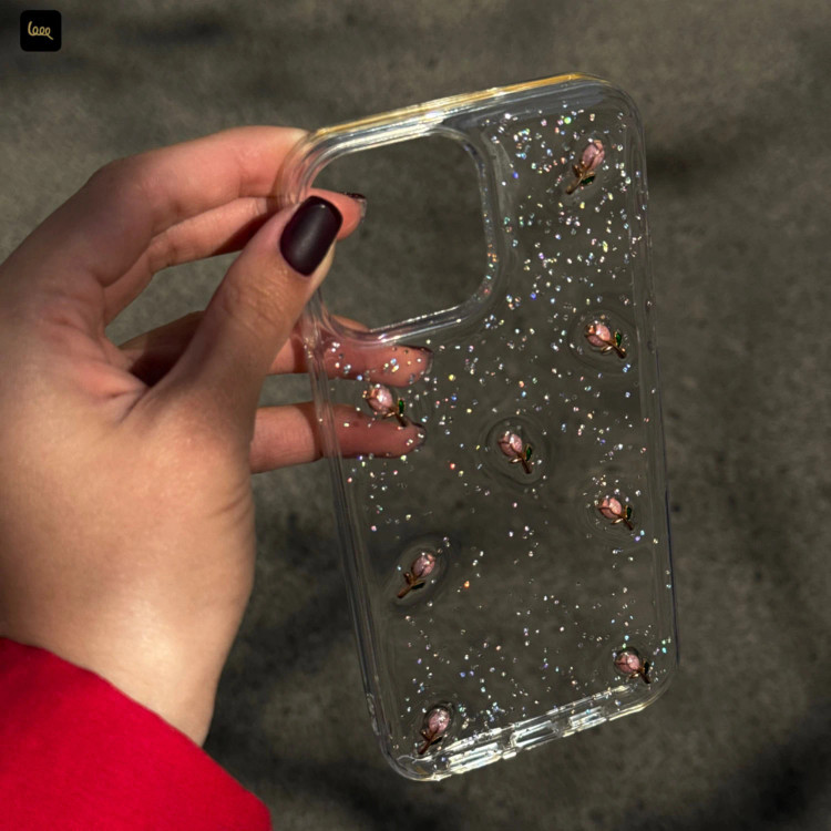 قاب گوشی اکلیلی لاله صورتی (Pink Tulip Glitter) (LP348)