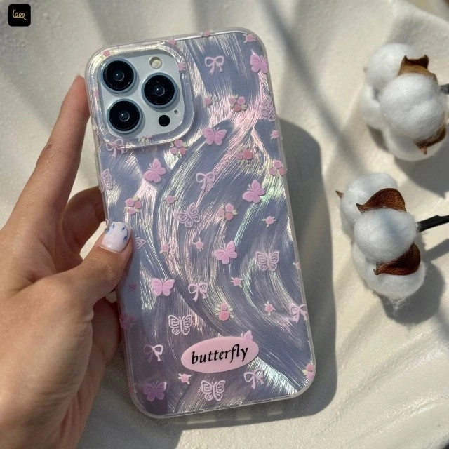 قاب گوشی پروانه های موجی صورتی (IMD Butterflies Pink) (LP405)