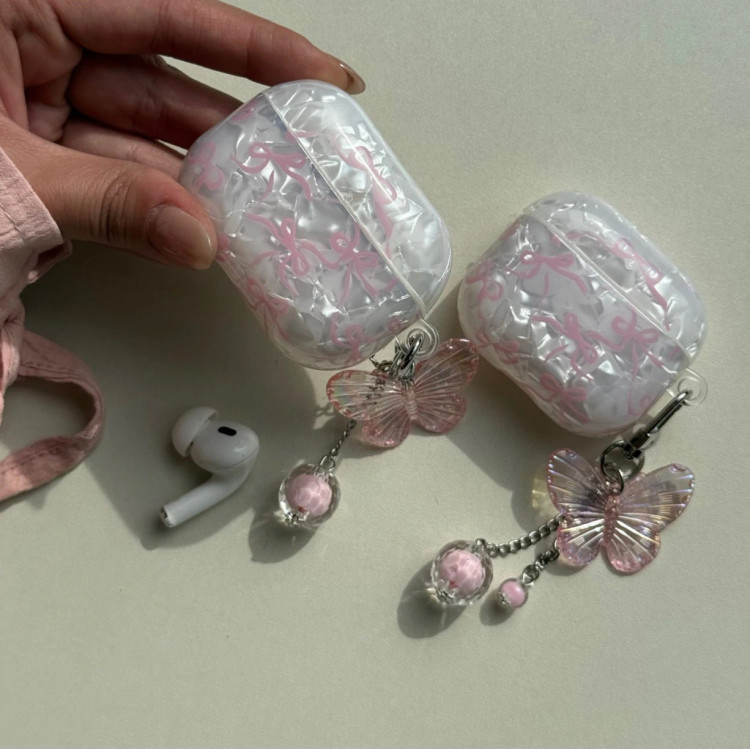 قاب ایرپاد یخی پاپیونی به همراه آویز (Airpods Case Icy Bowtie + Pendant) (LP455)