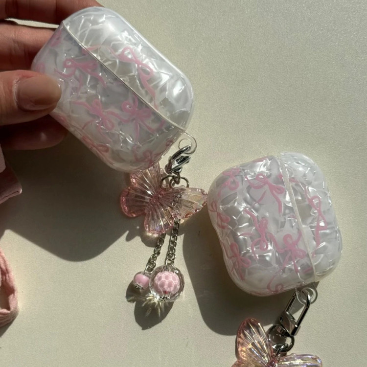 قاب ایرپاد یخی پاپیونی به همراه آویز (Airpods Case Icy Bowtie + Pendant) (LP455)