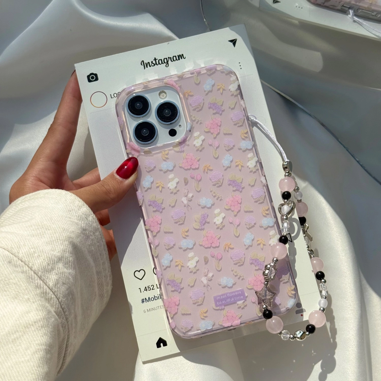 قاب گوشی پینکی فلورال بدون بند(Imd Pinky Floral) (LP504)