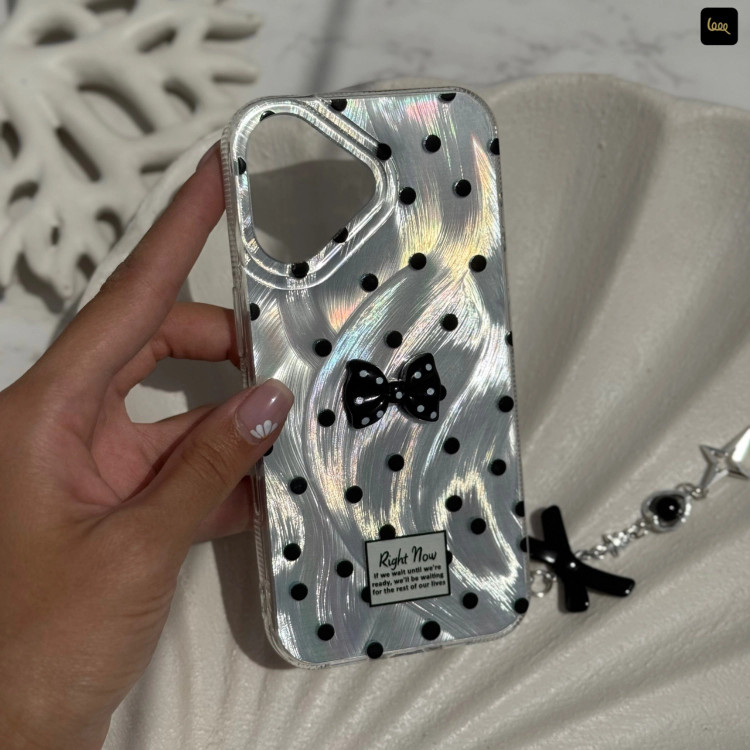 قاب گوشی موجدار داتس به همراه آویز(Wave Bowtie Dots) (LP514)