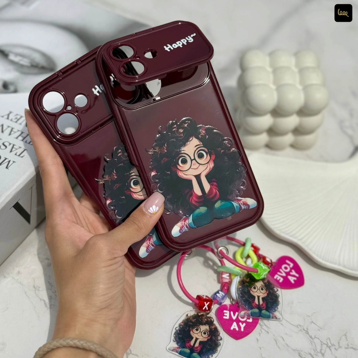 قاب گوشی دختر مو فرفری چری (Cute Girl Cherry) (LP519)