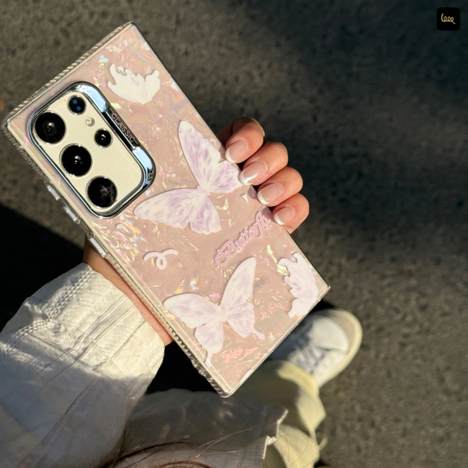 قاب گوشی پروانه ای یخی صورتی آیفون(همراه بند) - سامسونگ - شیائومی(Icy Butterfly Pinky) (LP520)
