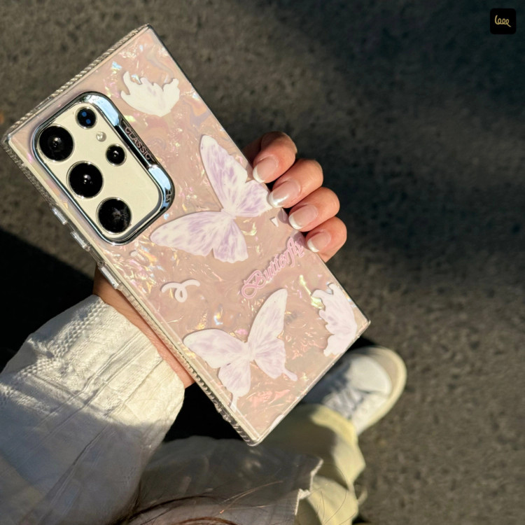 قاب گوشی پروانه ای یخی صورتی آیفون(همراه بند) - سامسونگ - شیائومی(Icy Butterfly Pinky) (LP520)